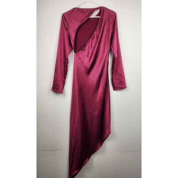 Line & Dot Simone Dress in Cranberry Size XS Long Sleeve Asymmetrical Hem - Picture 6 of 12